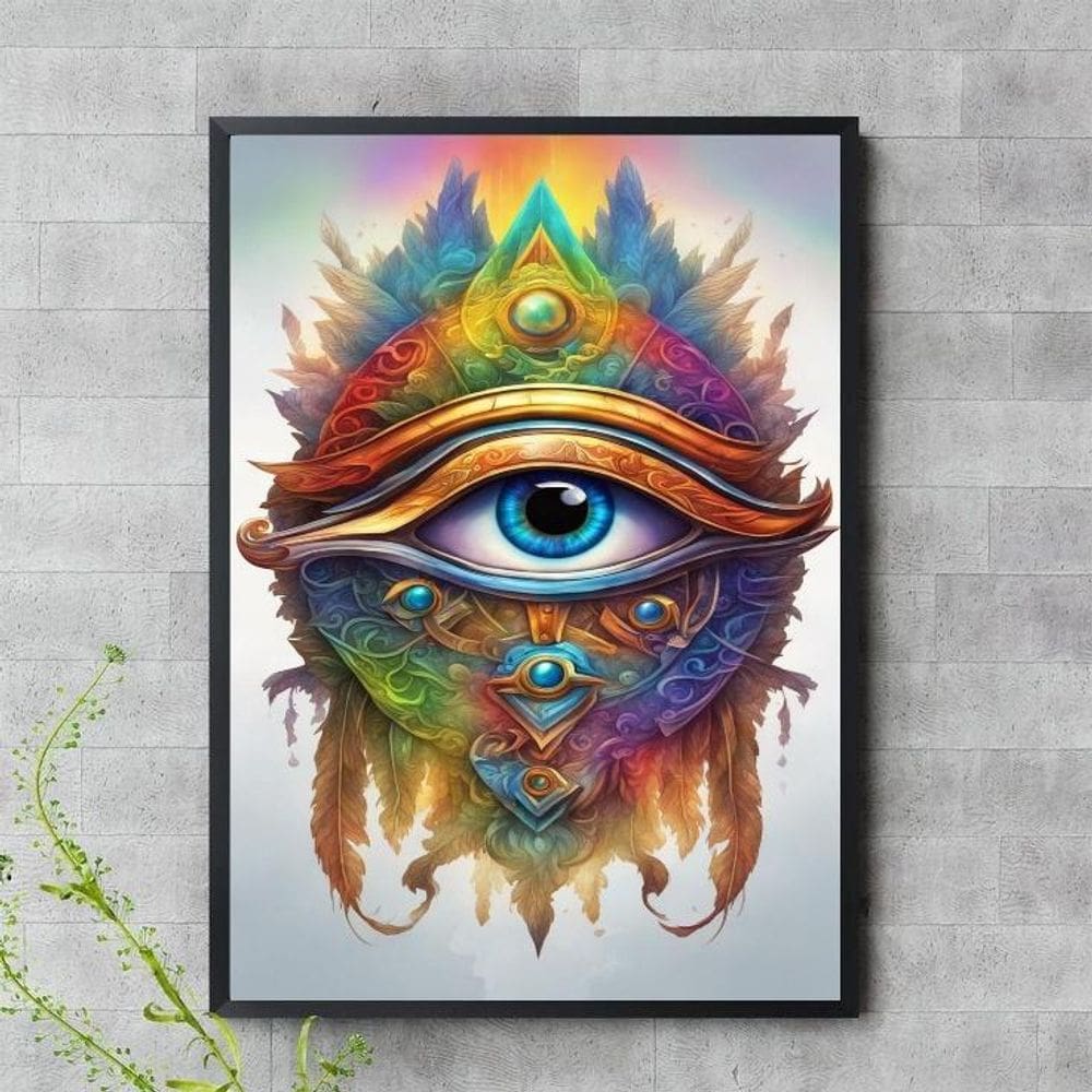 Quadro Olho De Horus Aquarela 24X18Cm - Com Vidro