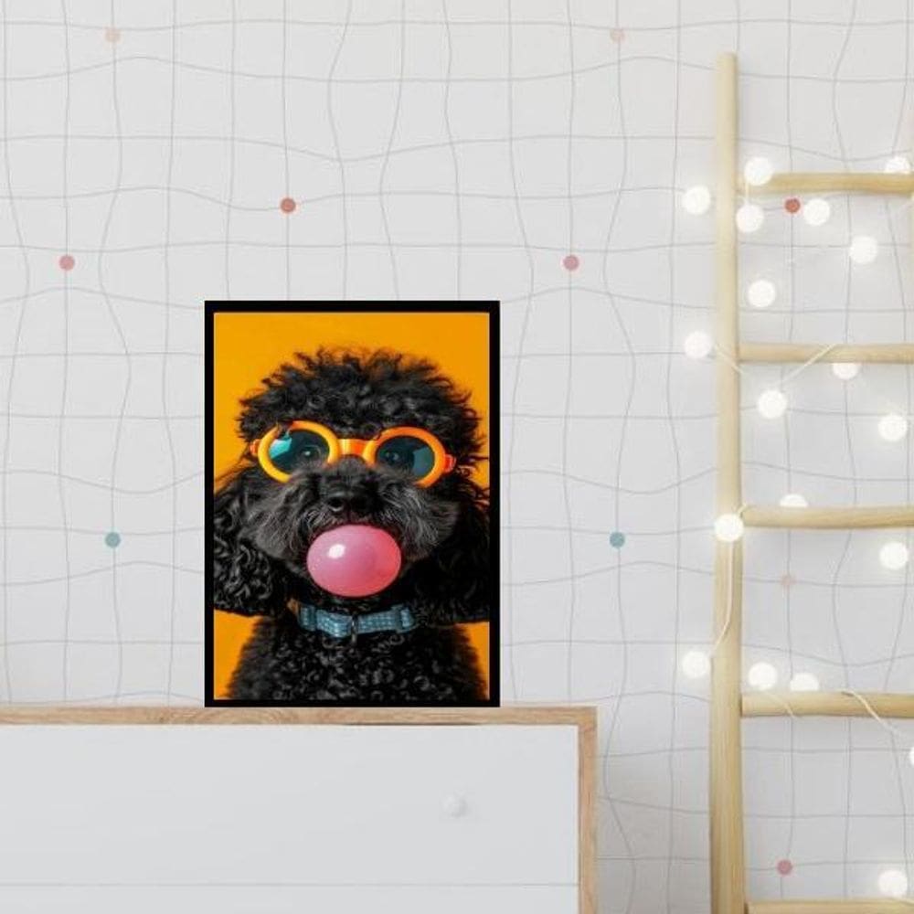 Quadro Poodle Bubble Gum 24X18Cm