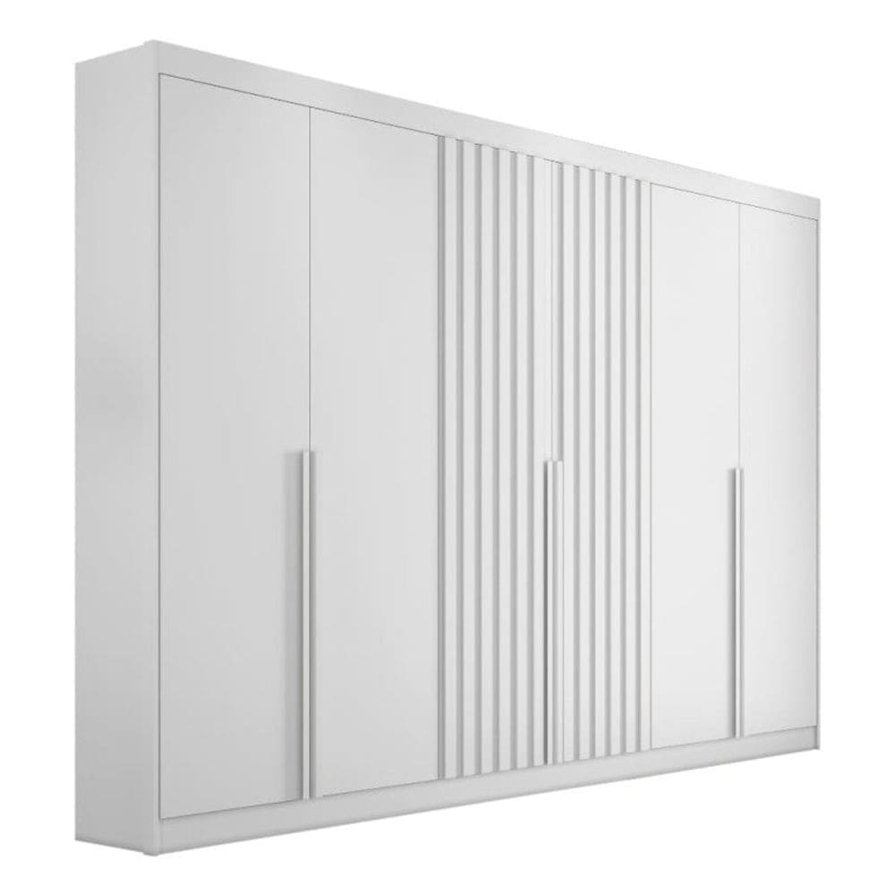 Guarda-Roupa Casal Ripado 6 Portas 6 Gavetas - Siena-Branco - Bianchi Móveis