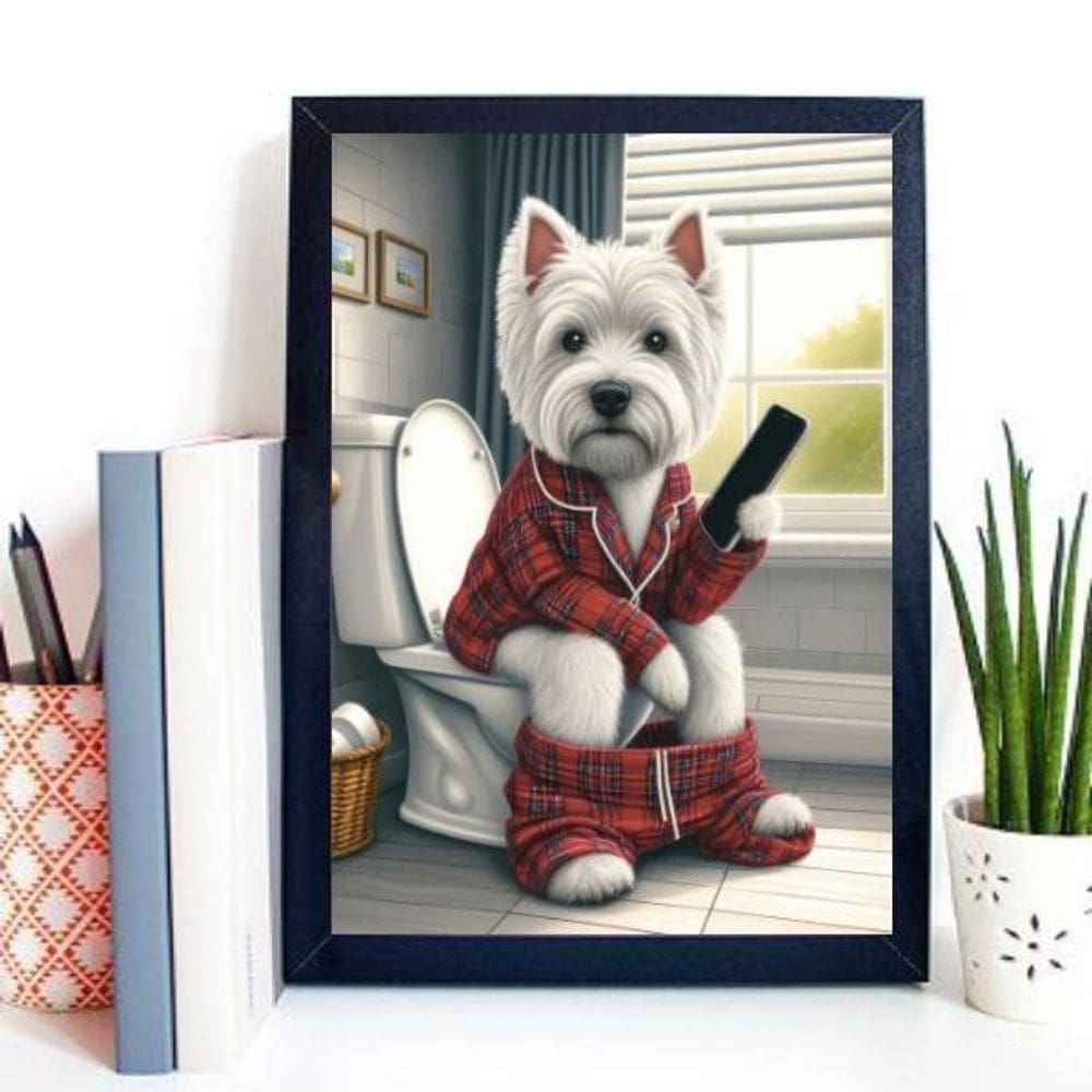 Quadro Para Banheiro West Highland 33X24Cm - Com Vidro