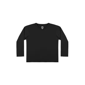Camiseta Básica Malha Preto Algodão Manga Longa Infantil Menino