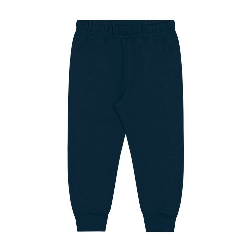 Calça Moletom Flanelado com Punho Infantil Menina Azul Marinho