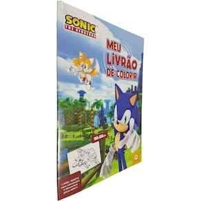 Livro Infantil Meu Livrão de Colorir Sonic The Hedgehog Livro-Tapete Com Atividasdes e Desenhos para Colorir 96x66cm