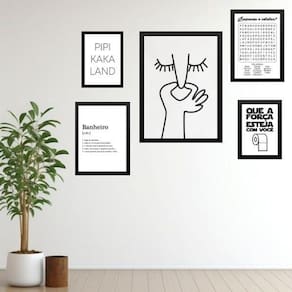 Kit 5 Quadros Para Banheiro Frases Divertidas - Com Vidro