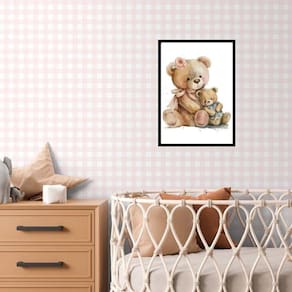 Quadro Para Quarto De Bebê Ursinha 33X24Cm - Com Vidro