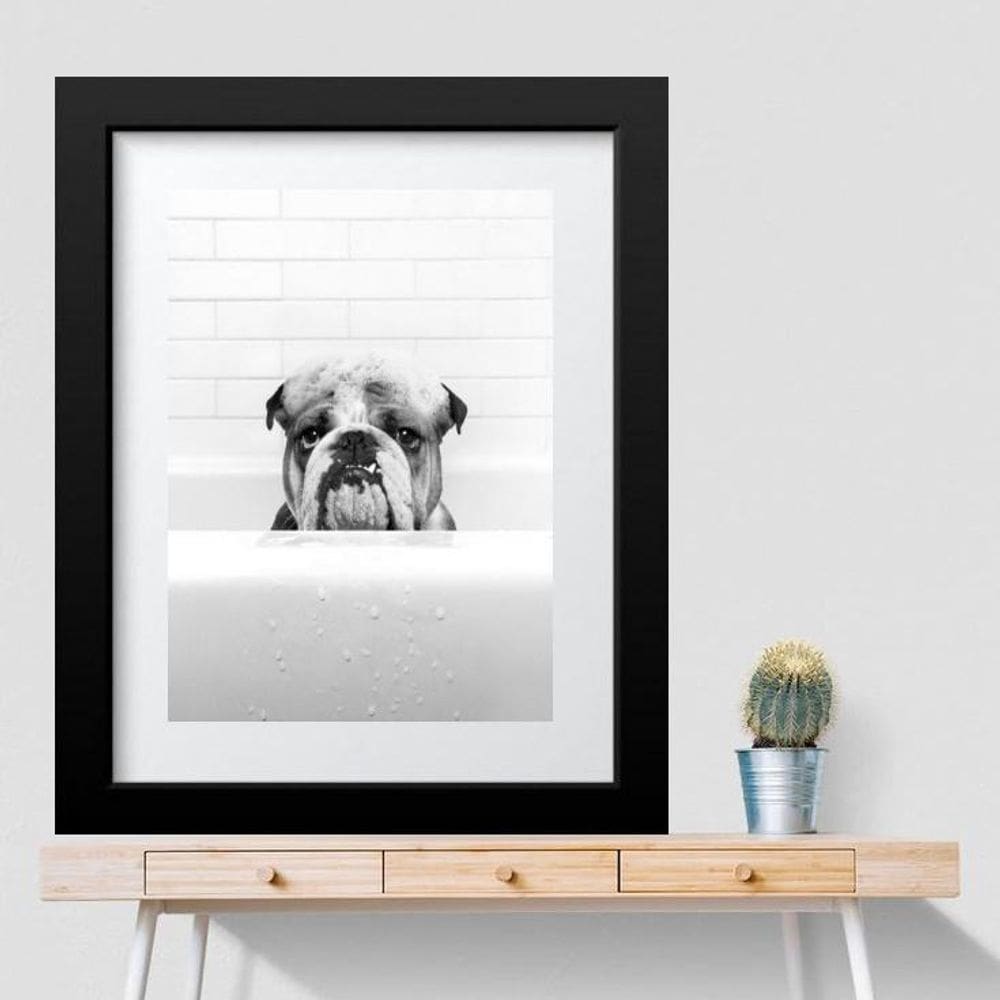 Quadro Banheiro Bulldog Inglês - 60X48Cm