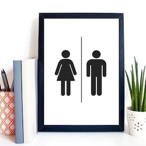 Quadro Para Sinalizar Banheiro Unissex 24X18Cm - Com Vidro