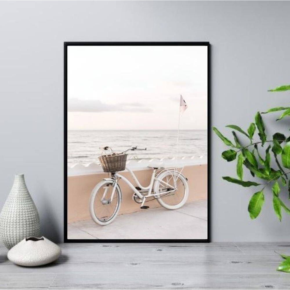 Quadro Bicicleta Na Praia 24X18Cm - Com Vidro