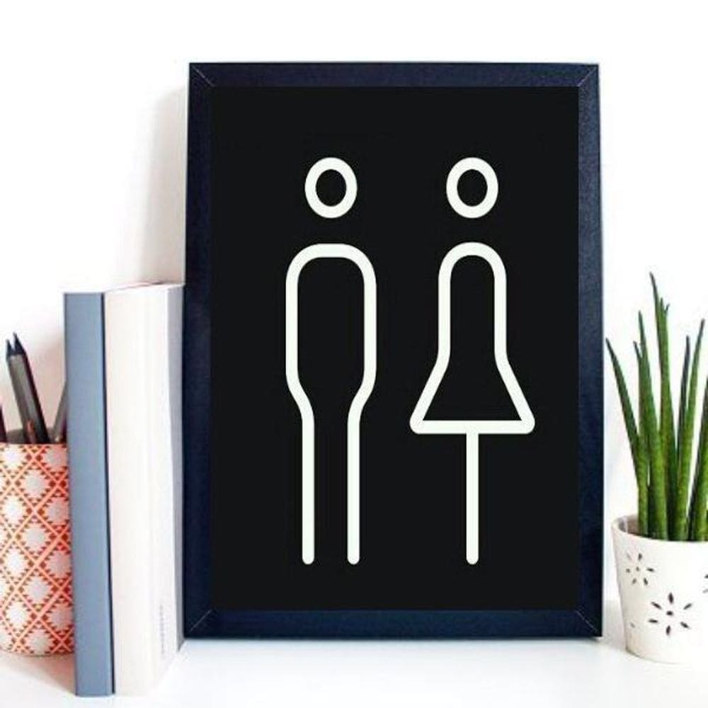 Quadro Sinalização Banheiro Unissex 45X34Cm