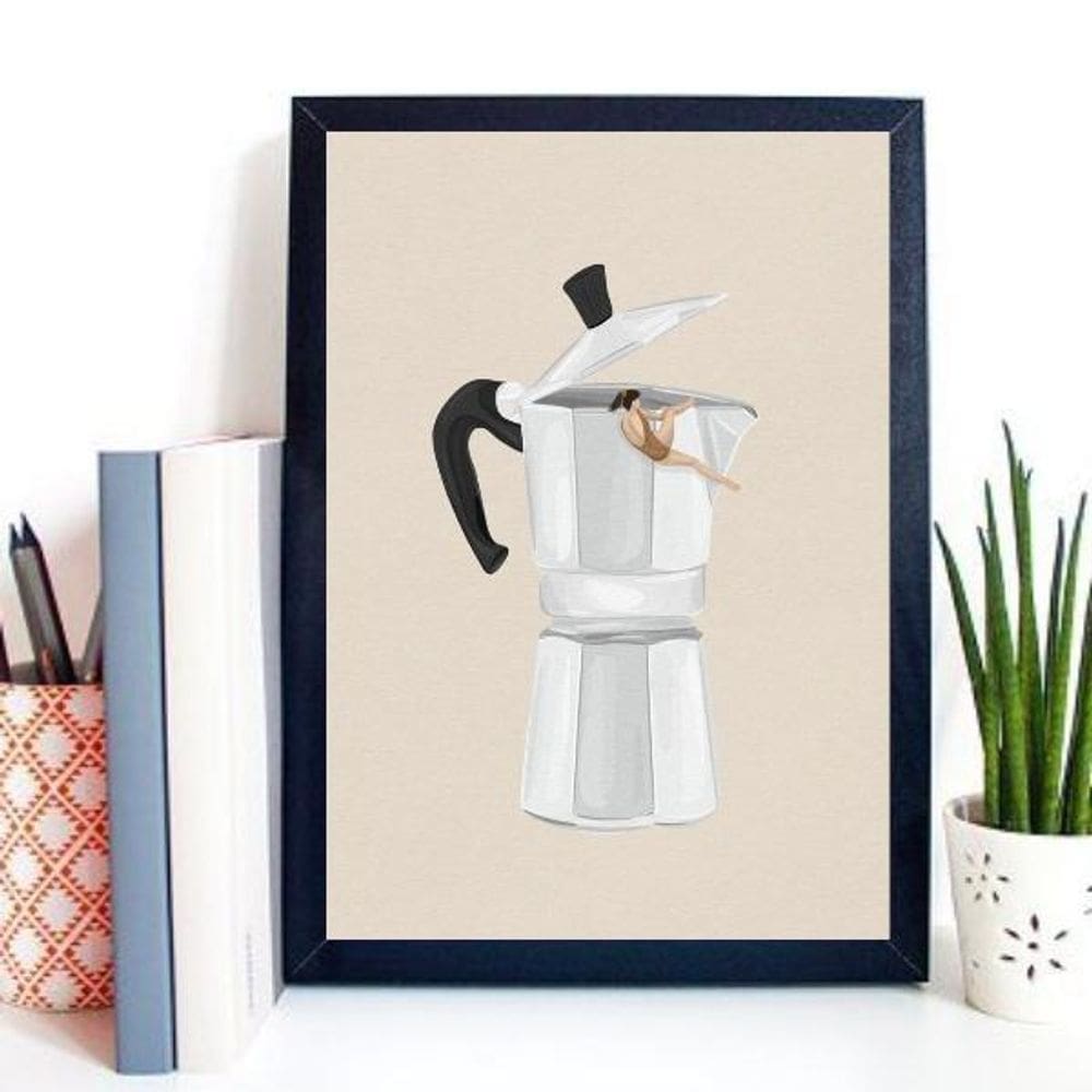 Quadro Decorativo A Louca Do Café 33X24Cm - Com Vidro