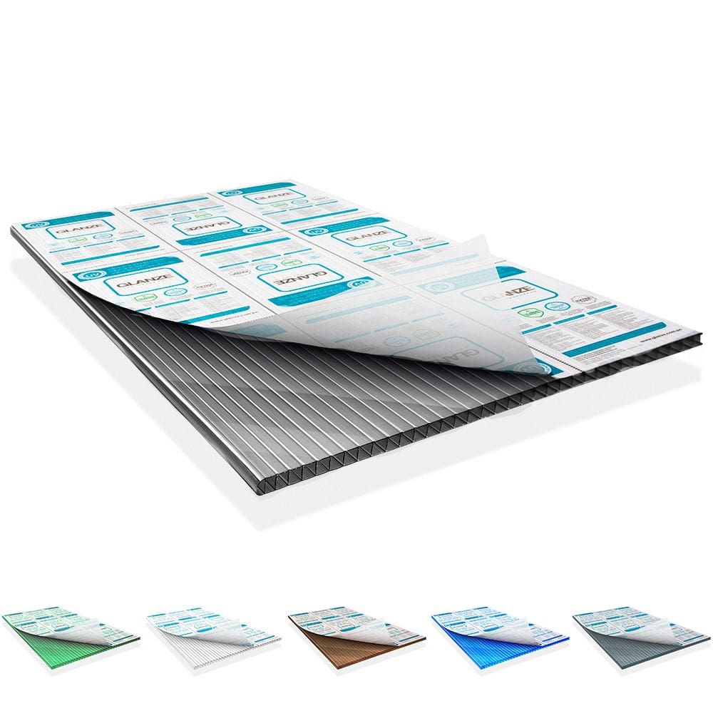04 uni - Policarbonato Alveolar Fume 4mm - 2,10m x 1,50m - Glanze - Kit