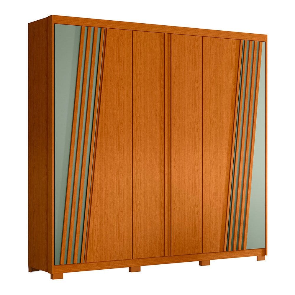 Guarda Roupa Ouro Verde Ripado 6 Portas Albatroz
