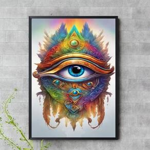 Quadro Olho De Horus Aquarela 33X24Cm - Com Vidro
