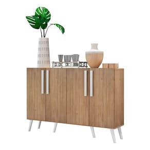 Aparador Buffet 4 Portas Com Pés Retrô Viena Rustic/branco