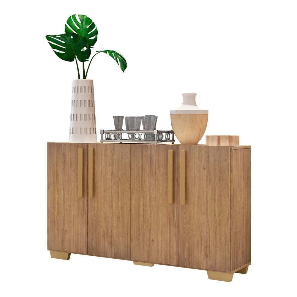 Aparador Buffet 4 Portas Com Pés Quadrados Rustic/natural