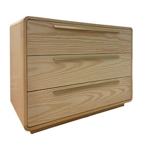 Cômoda Wave 3 Gavetas com Puxadores Dourado - Natural