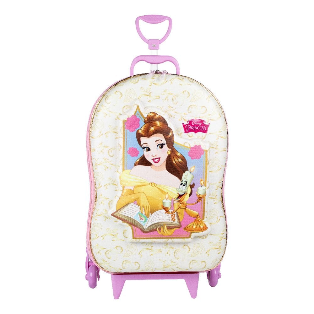 Mochila De Carrinho Princesa Bela Infantil em 3d Rígida