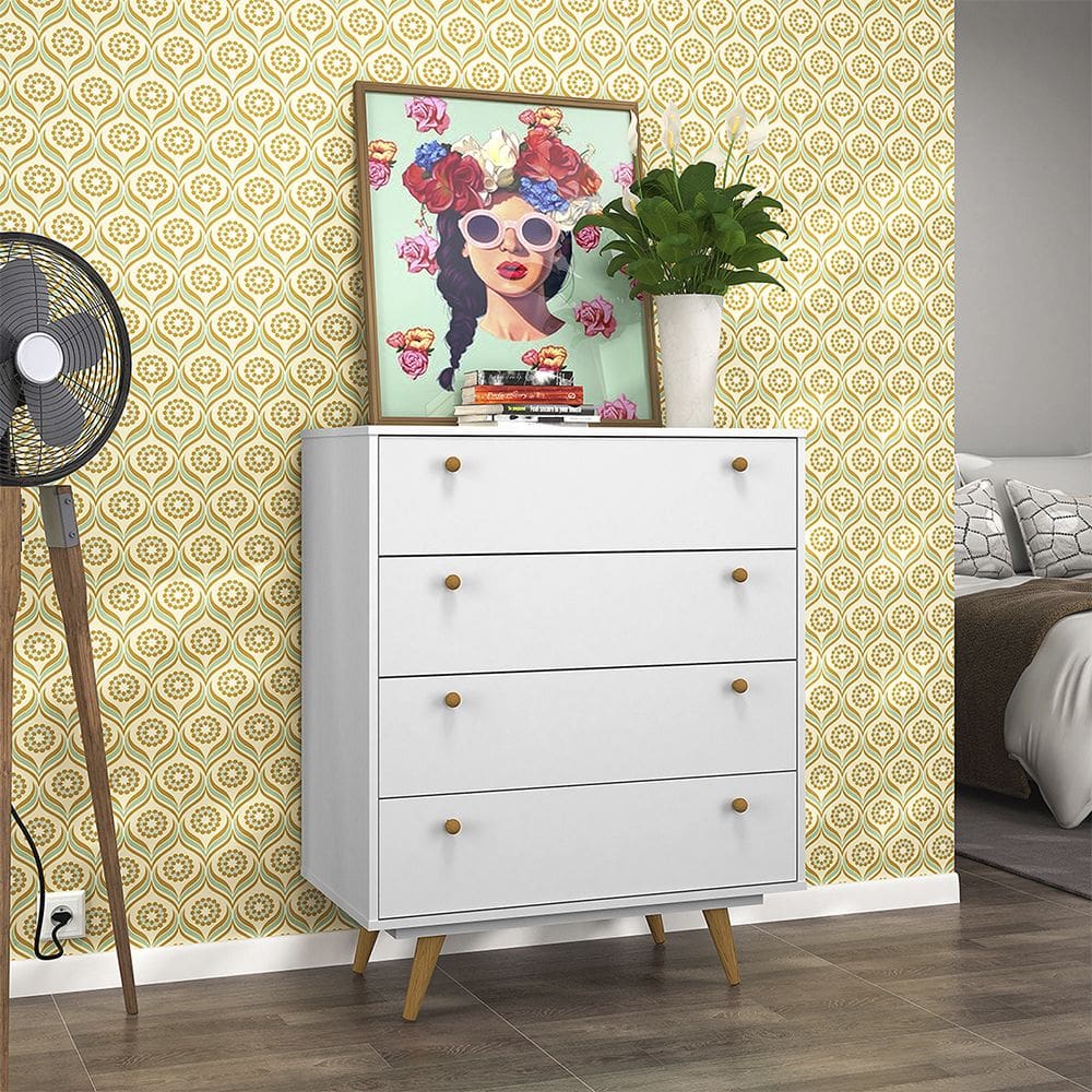 Comoda Retro 35 Rustik Branco Mdf/Mdp 82cm Olivar