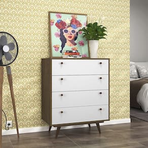 Comoda Retro 35 Rustik Carvalho Branco Mdf/Mdp 82cm Olivar