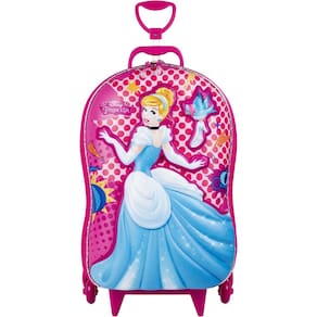 Mochila de Rodas Princesa Cinderela Escolar Infantil 3D