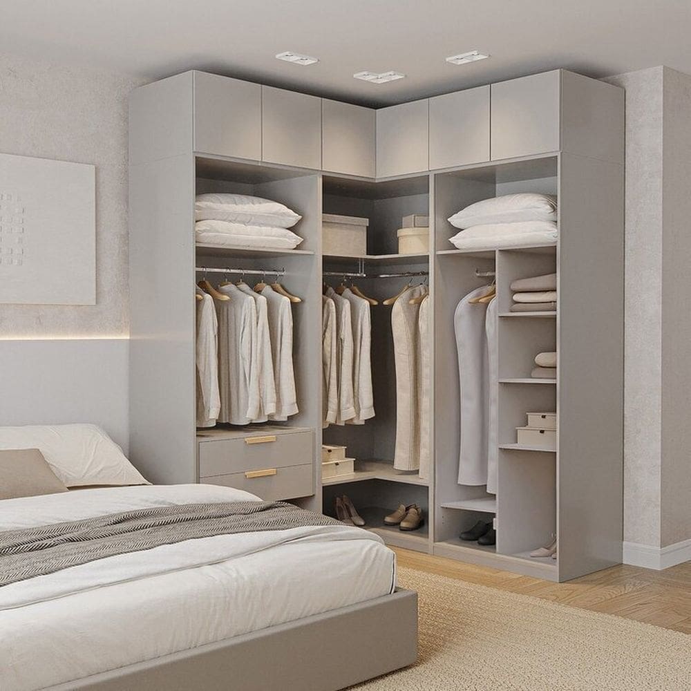 Guarda-Roupa Modulado 6 Peças 6 Portas Jade CabeCasa MadeiraMadeira Cinza Urbano