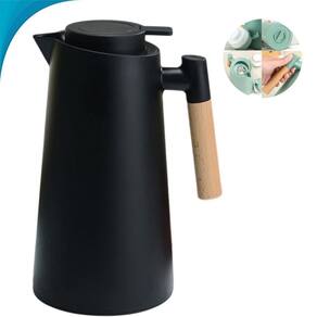 Recipiente Térmico Café Cabo De Madeira E Alça Azul Presente