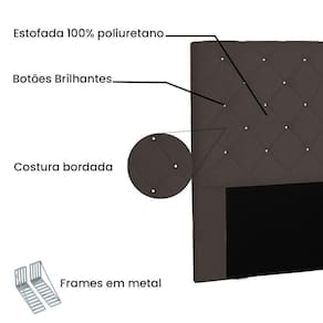 Cabeceira Estofada Cama Box Casal King Size Tânia 195Cm Café
