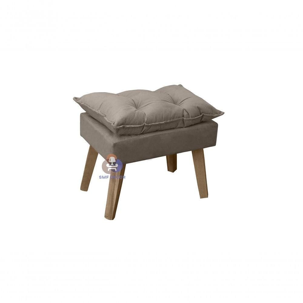 Puff Banqueta Decorativa Opala Suede Capuccino Smf Decor