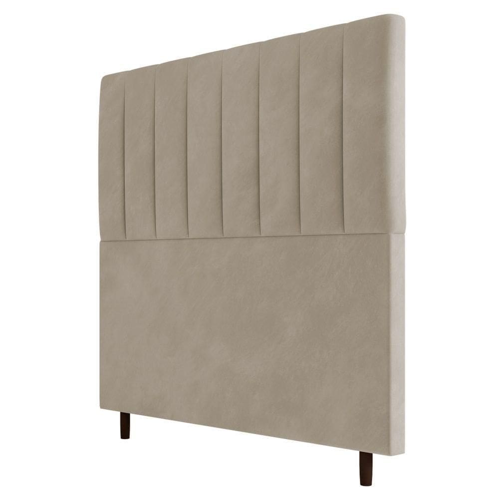 Cabeceira Cama Box Casal King Size Itália 193cm Suede Bege
