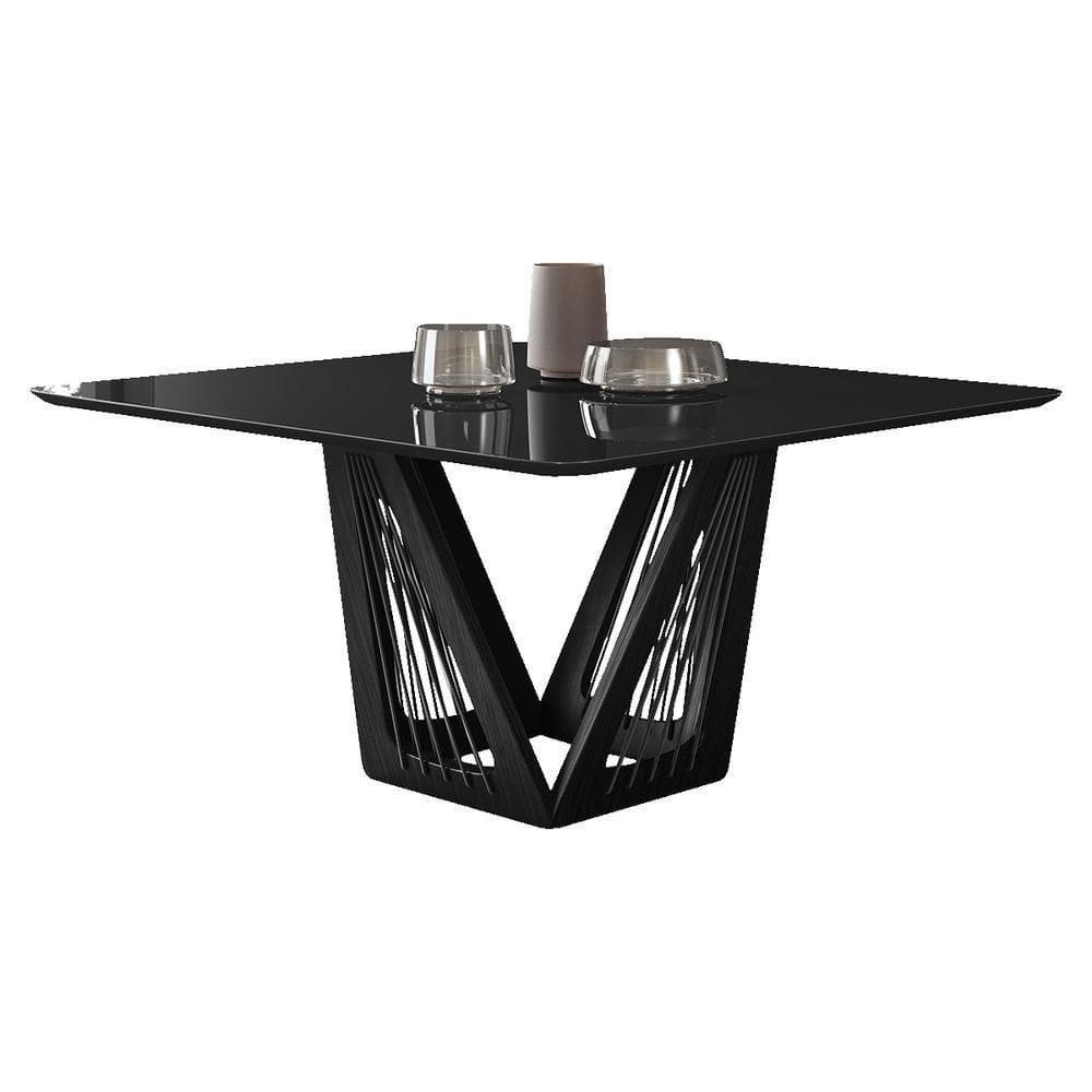 Mesa De Jantar Áustria C03 150X150cm Laca Preto/Ébano