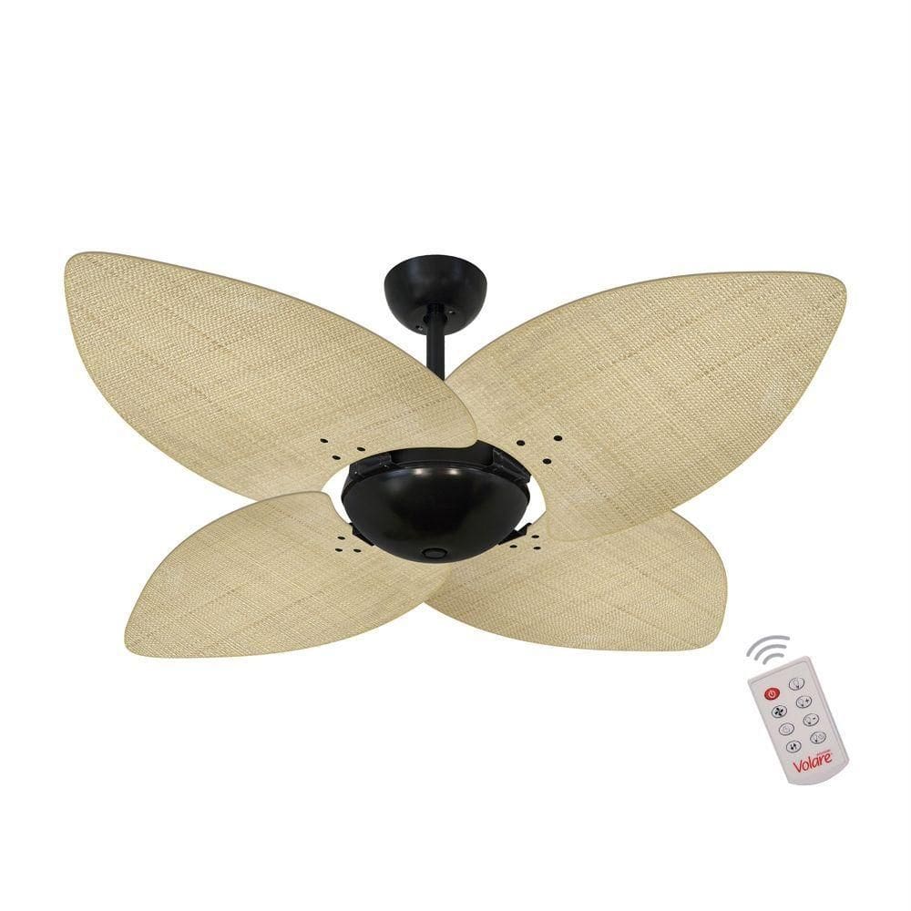 Ventilador De Teto Nero 4 Pás Palmae Natural 127V