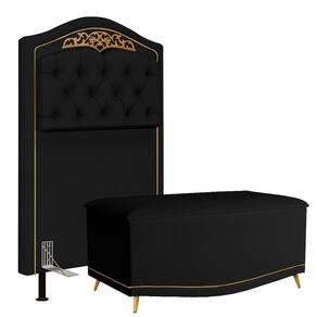 Cabeceira Solteiro 90Cm Com Baú Imperial J02 Corano Preto
