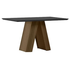 Mesa de Jantar 135x90 cm Fernanda com Vidro Imbuia Preto – New Ceval