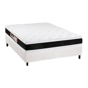 Cama Box Casal: Colchão Espuma Castor D45 Black e White Double Face + Base CRC Courano White(138x188)