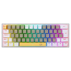 Teclado Mecânico Gamer Redragon Fizz Sunshine - ABNT2 - RGB - Switch Marrom - K617-RGB-YL-GY-WT