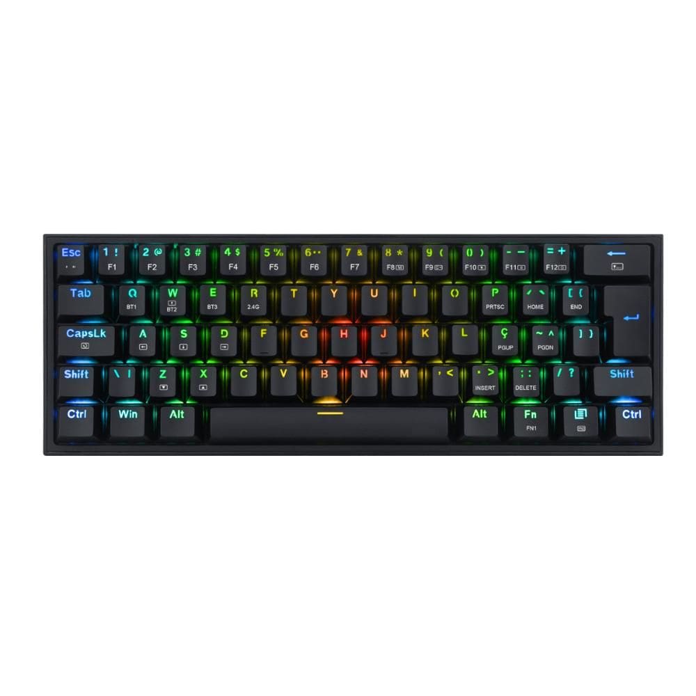 Teclado Mecânico Gamer sem fio Redragon Fizz Pro - ABNT2 - RGB - Switch Marrom - K616-RGB-B