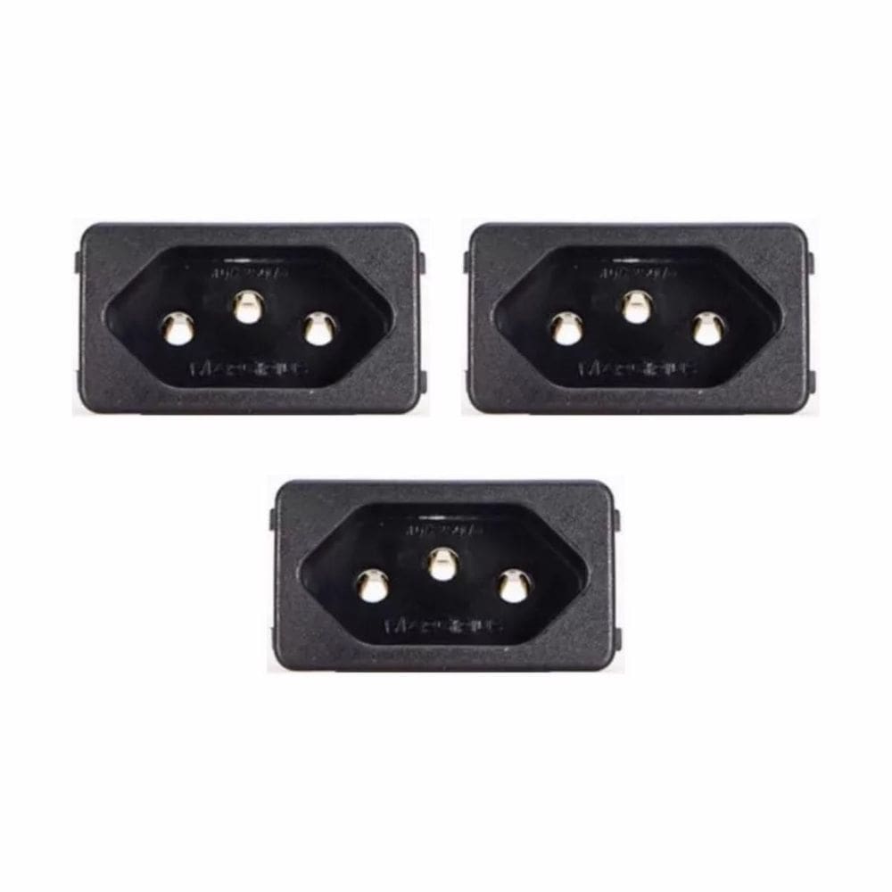 03 Tomada Margirius Para Cx Embutir Padrão Weg 10/20A Preto