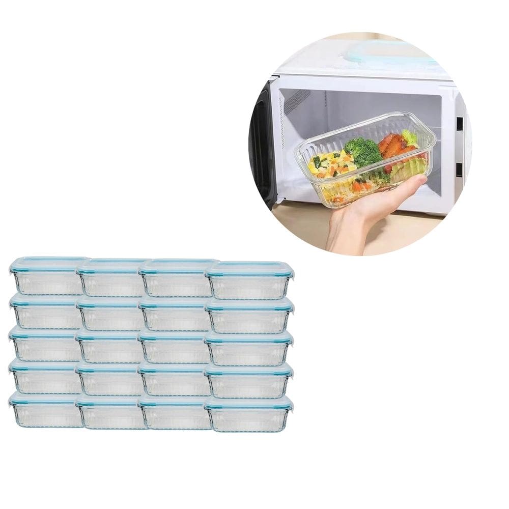 Conj 20 Tigela Vidro Hermético 640ML Marmita Mantimentos Fit