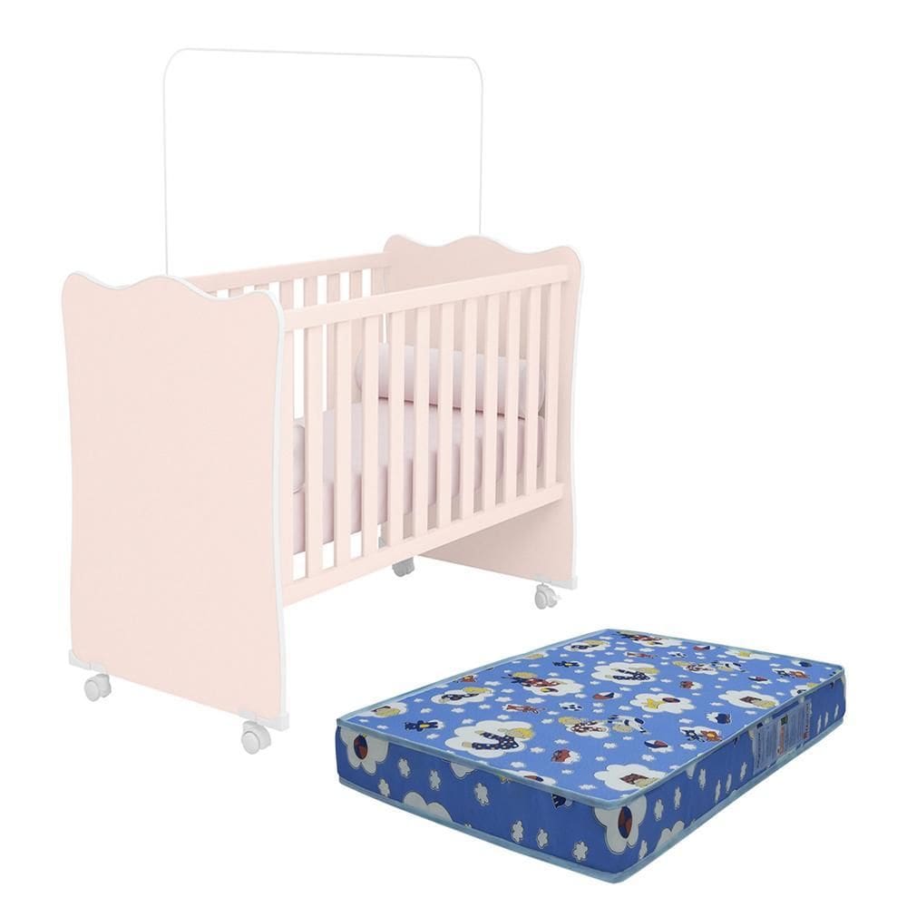 Berço Doce Sonho com Rodízios e Colchão Baby Physical - Qmovi