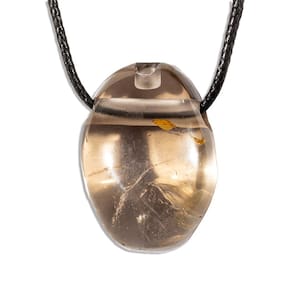 Colar Difusor Pedra Quartzo Fumê Rolado Furo Aromaterapia