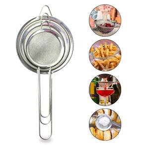 Kit 3 Peneiras Coar Polvilhar Aço Inox Cozinha Medidas P M G