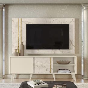 Bancada Com Painel Tv 65`` Cronos Calacata/Off White