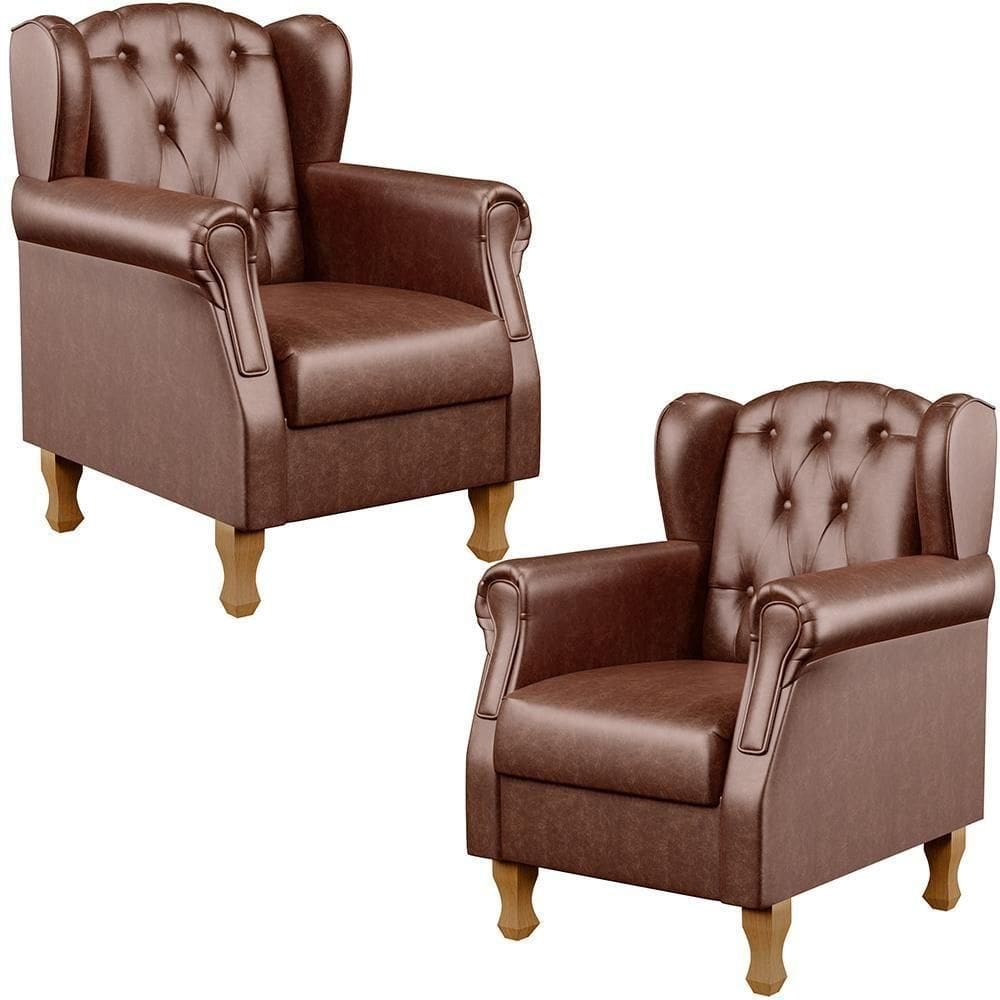 Kit 02 Poltronas Decorativa Yara P02 Marrom