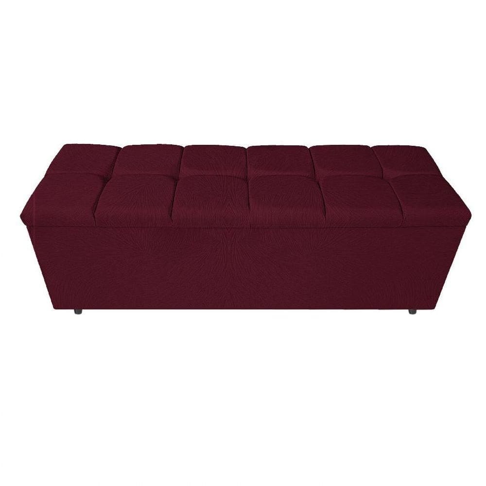 Calçadeira Estofada Manchester 160cm Queen Size Suede Bordô