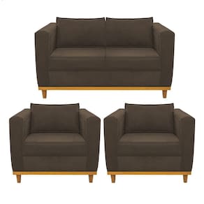 Kit Sofá 2 Lugares E 2 Poltronas Europa Suede Doce Sonho Móveis Cor Marrom