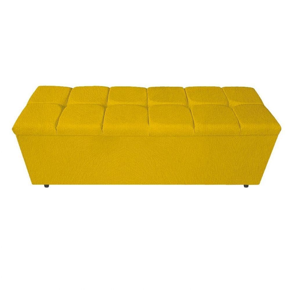Calçadeira Estofada Manchester 140cm Casal Suede Amarelo
