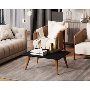 Mesa de Centro Retangular Preto Fosco para Sala de Estar em Mdf
