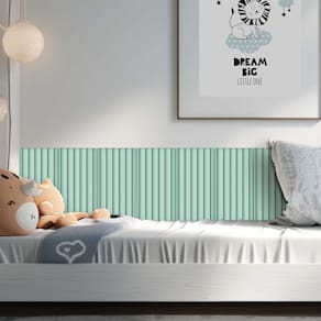 Cabeceira Estofada Ripada Modular Cama Box - Verde Menta
