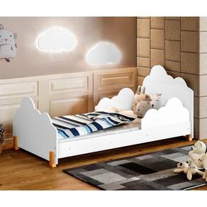 Cama Princesa Celeste Branca Com Colchão E 2 Luminárias