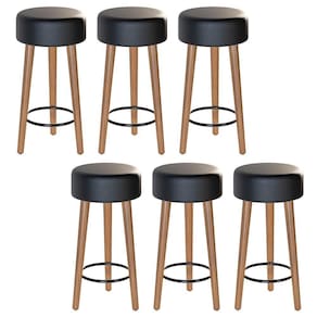 Kit 06 Banquetas Baixa Cozinha Paris D-33 Preto